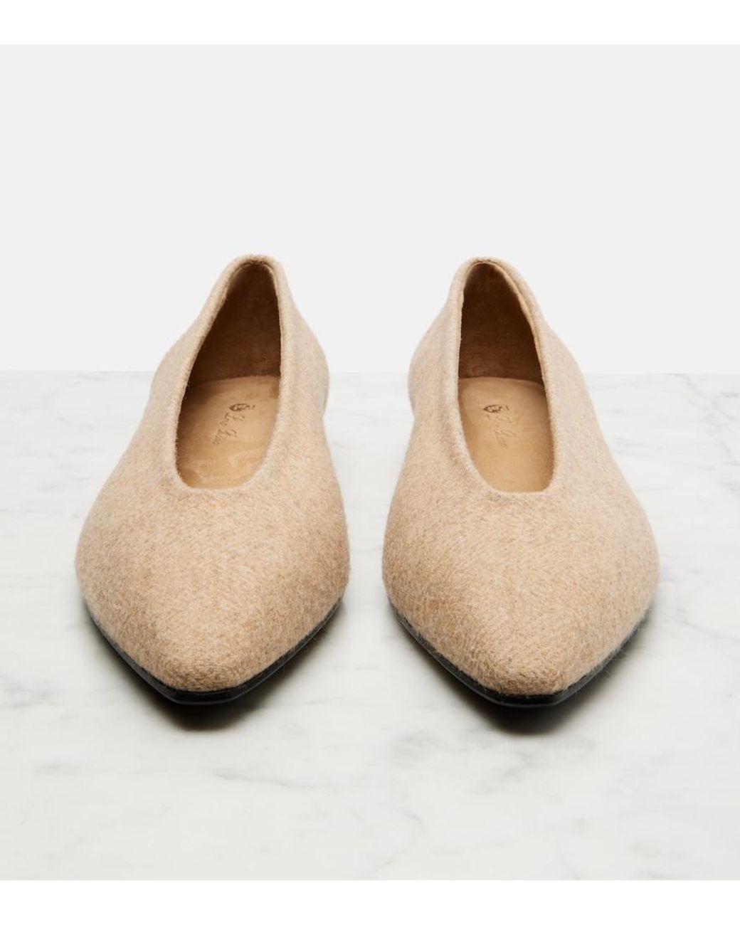 Loro Piana Natural Rebecca Herringbone Ballet Flats