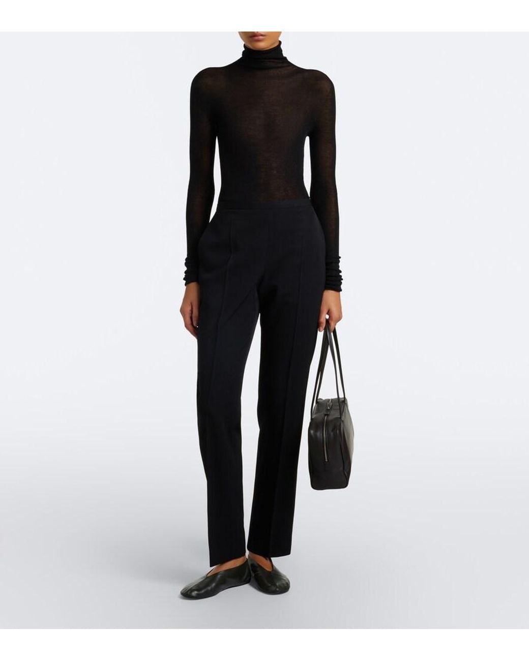The Row Black Astra Medium Leather Shoulder Bag