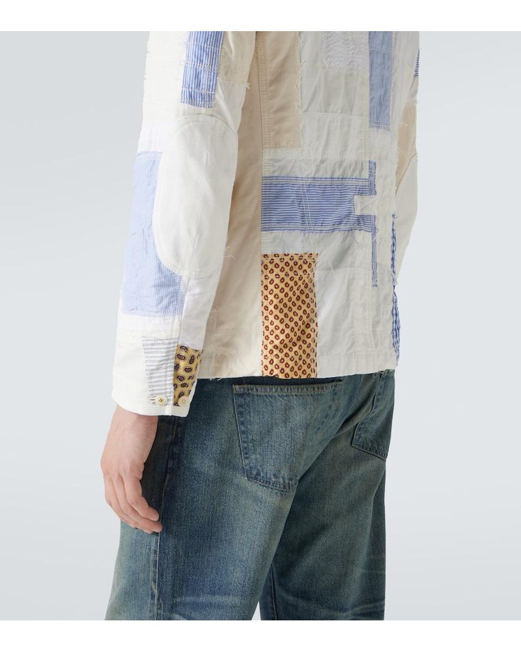 Junya Watanabe White Patchwork Cotton And Linen-Blend Blazer for men