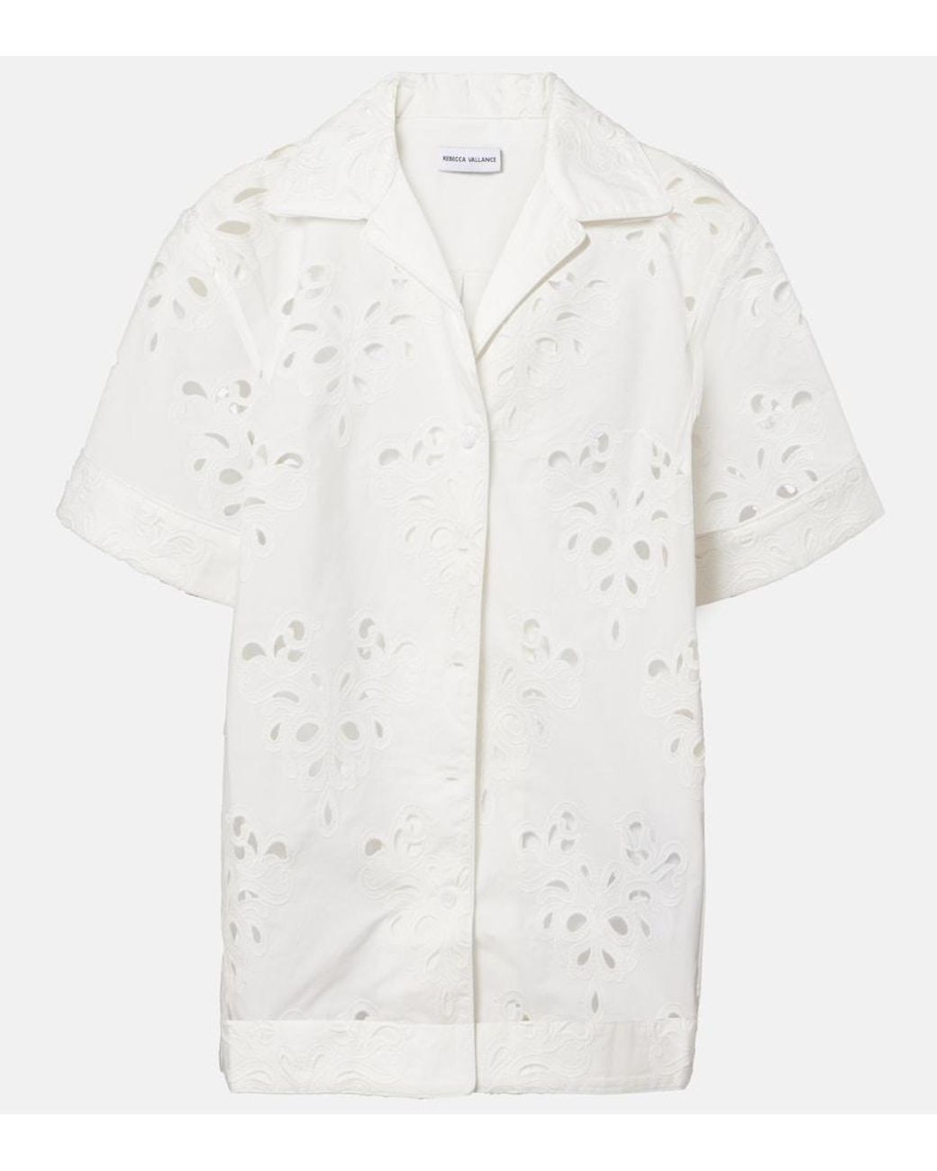 Rebecca Vallance White Artesan Broderie Anglaise Cotton-Blend Shirt
