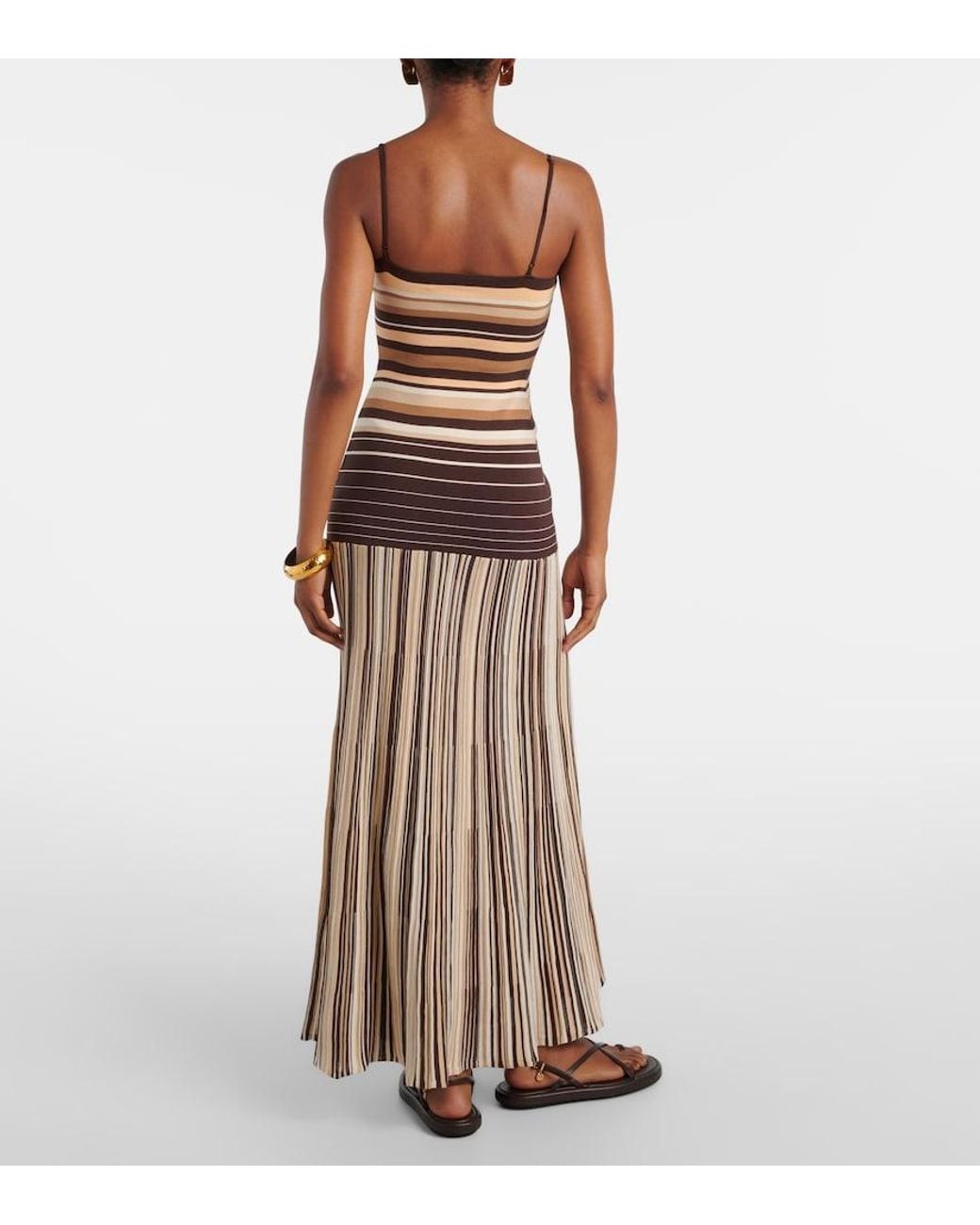 Faithfull The Brand Natural Esenia Striped Cotton-Blend Midi Dress