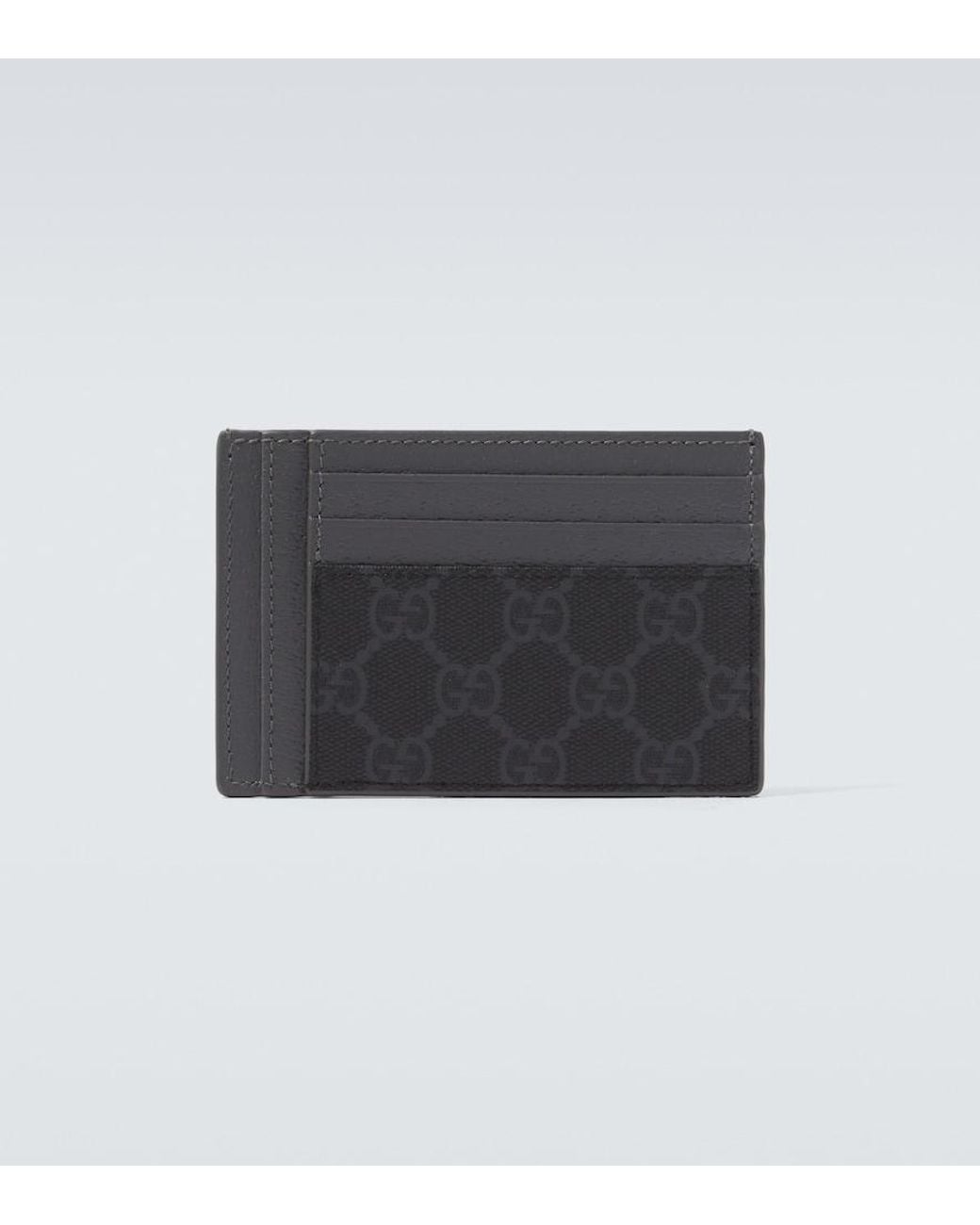 Gucci Black Gg Canvas And Leather Card Holder for men