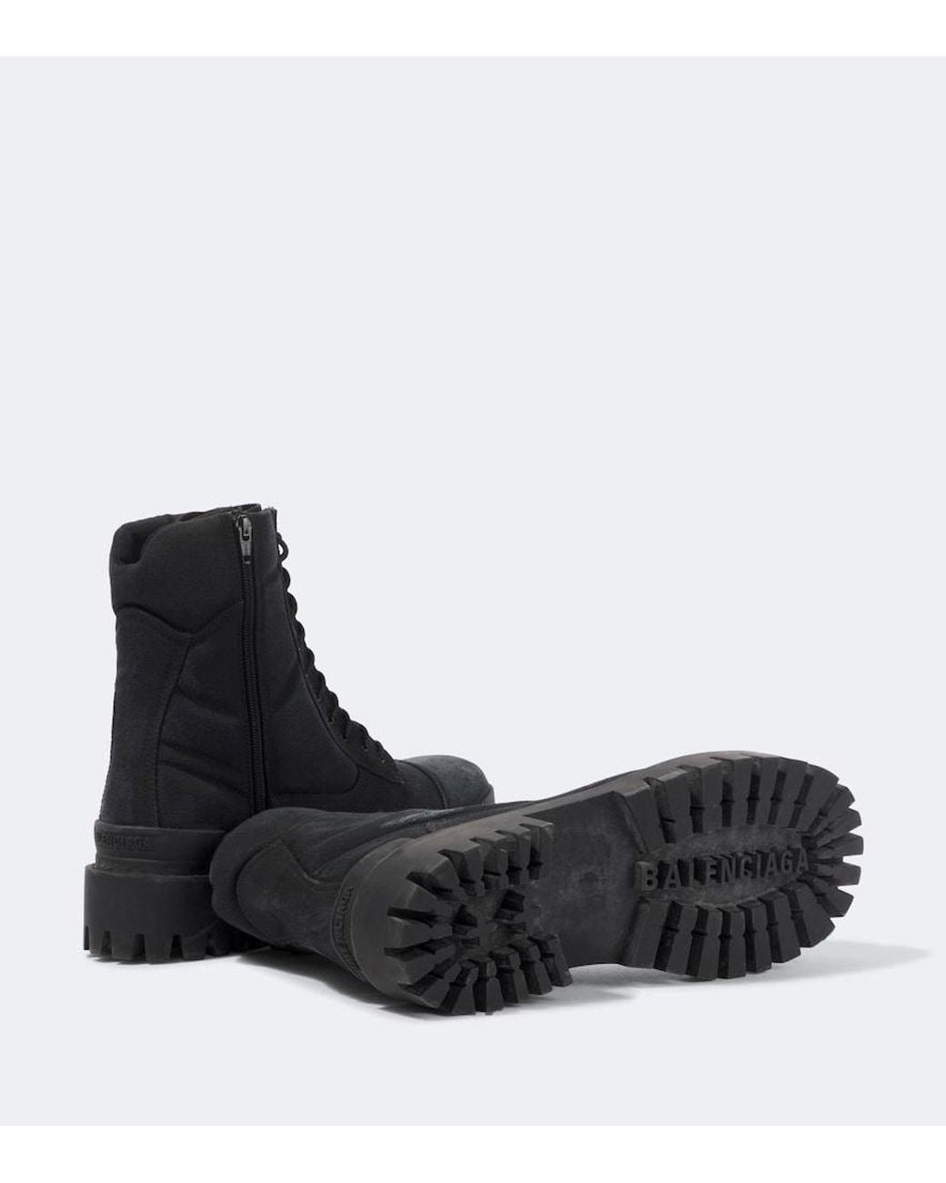 Balenciaga Black Combat Strike Canvas Lace-Up Boots for men
