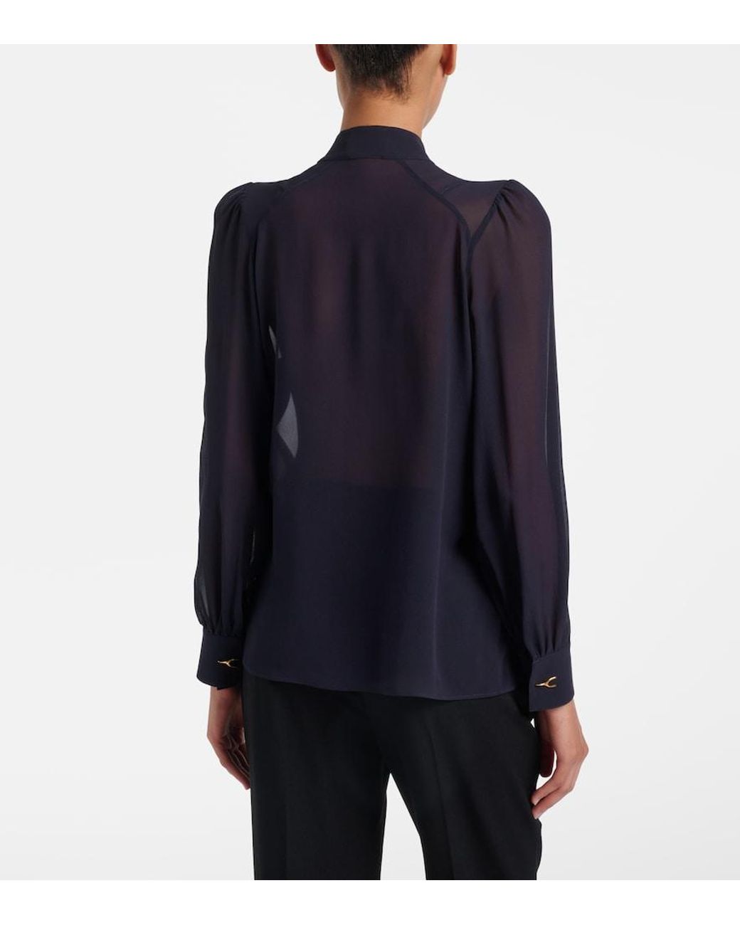 McQueen Blue Wishbone Silk Georgette Shirt