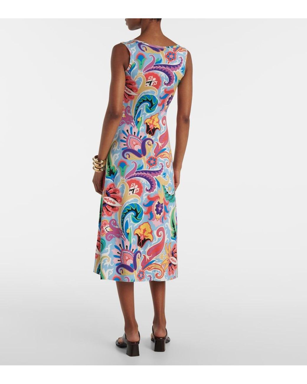 Etro White Paisley Silk-Blend Midi Dress