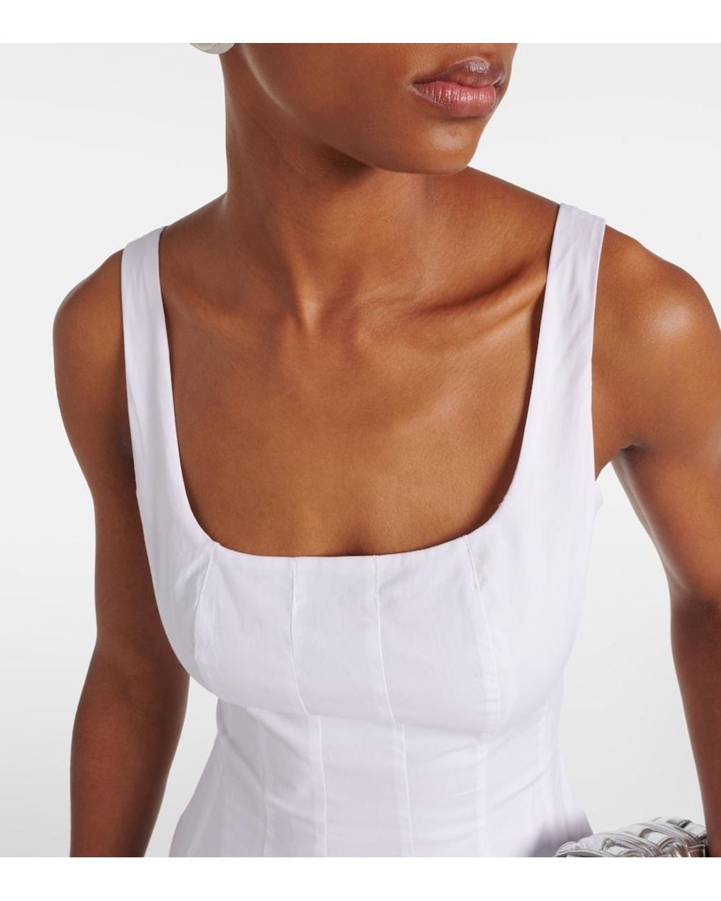 Staud White Wells Cotton Poplin Minidress