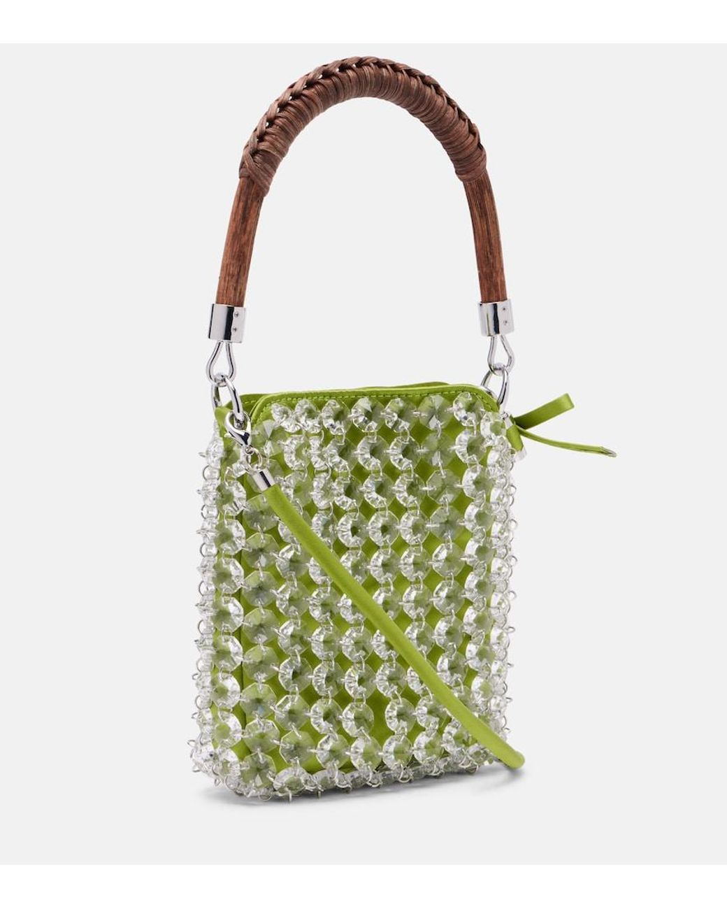 Self-Portrait Green Chandelier Mini Embellished Top-Handle Bag