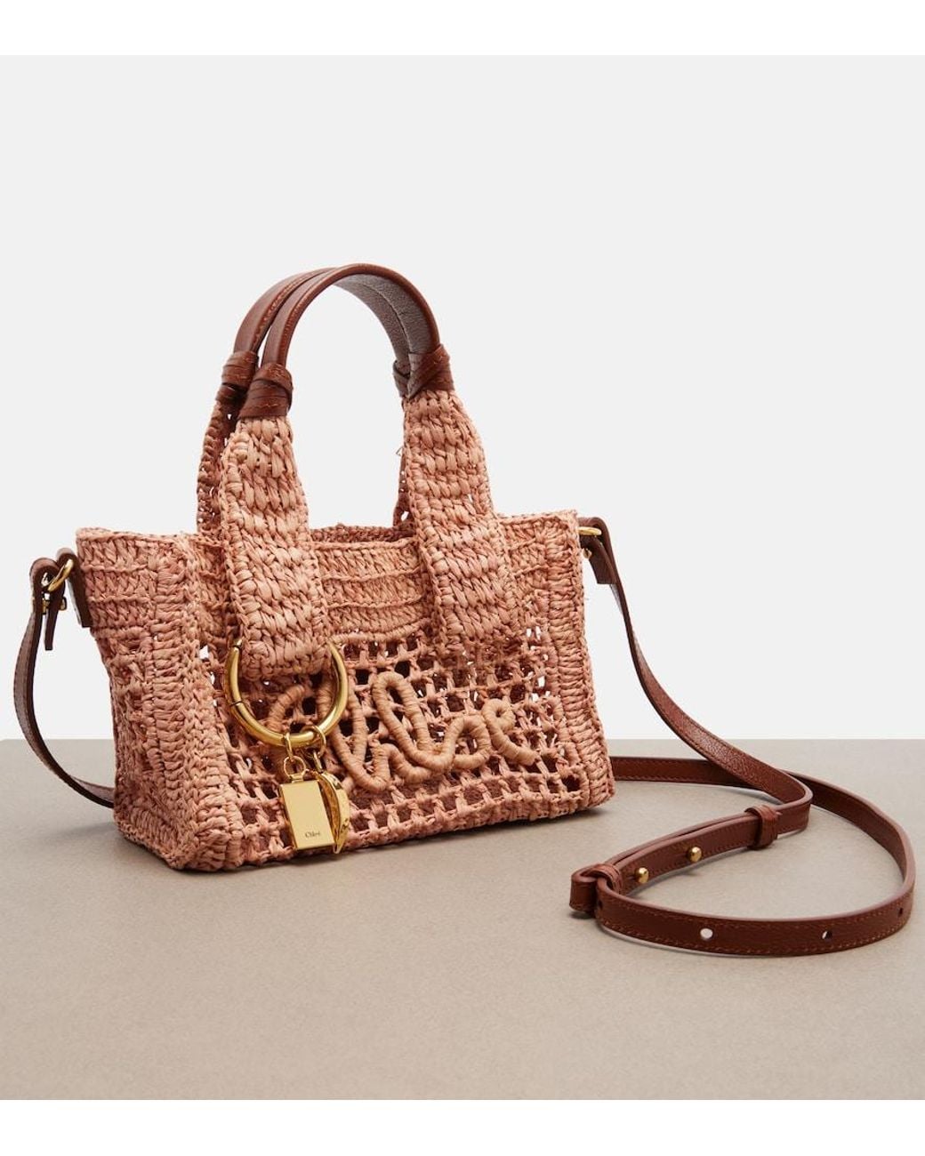 Chloé Brown Summer Banana E/W Mini Top-Handle Bag