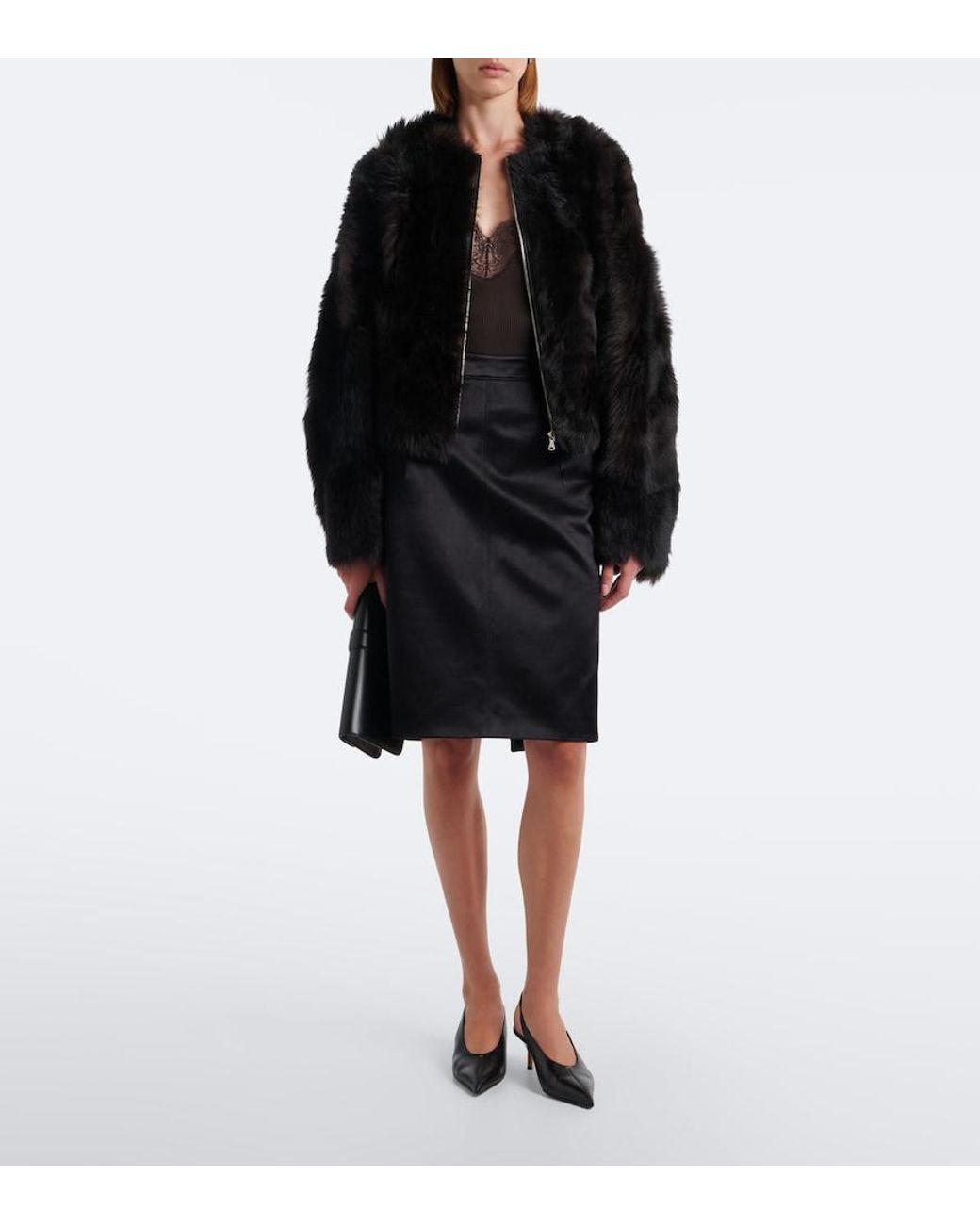 Nour Hammour Black Dianne Shearling Jacket