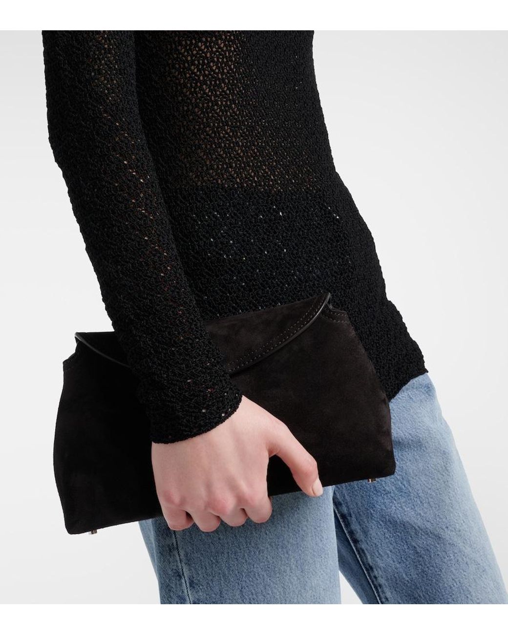 Totême Black Crochet Turtleneck Top