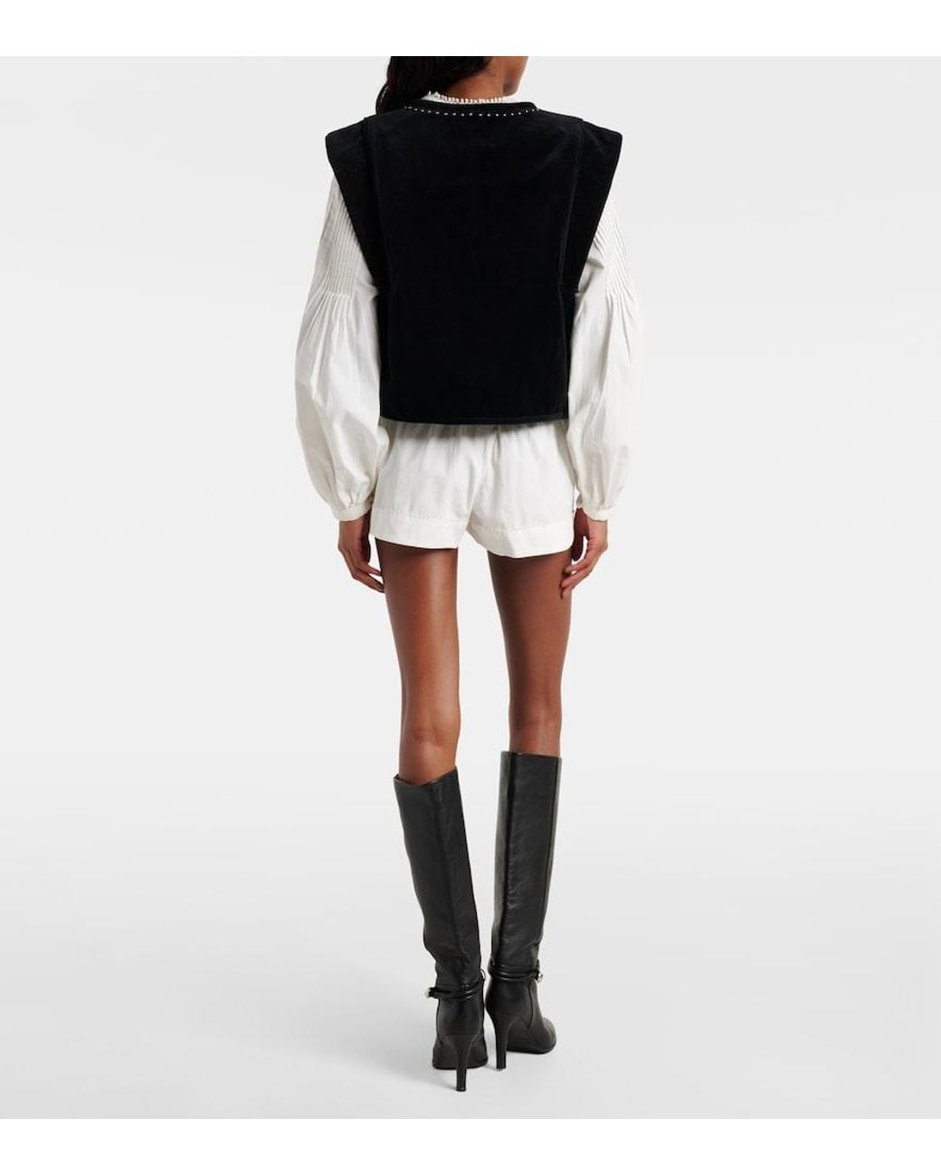 Isabel Marant White Cybila Gathered Cotton Shorts