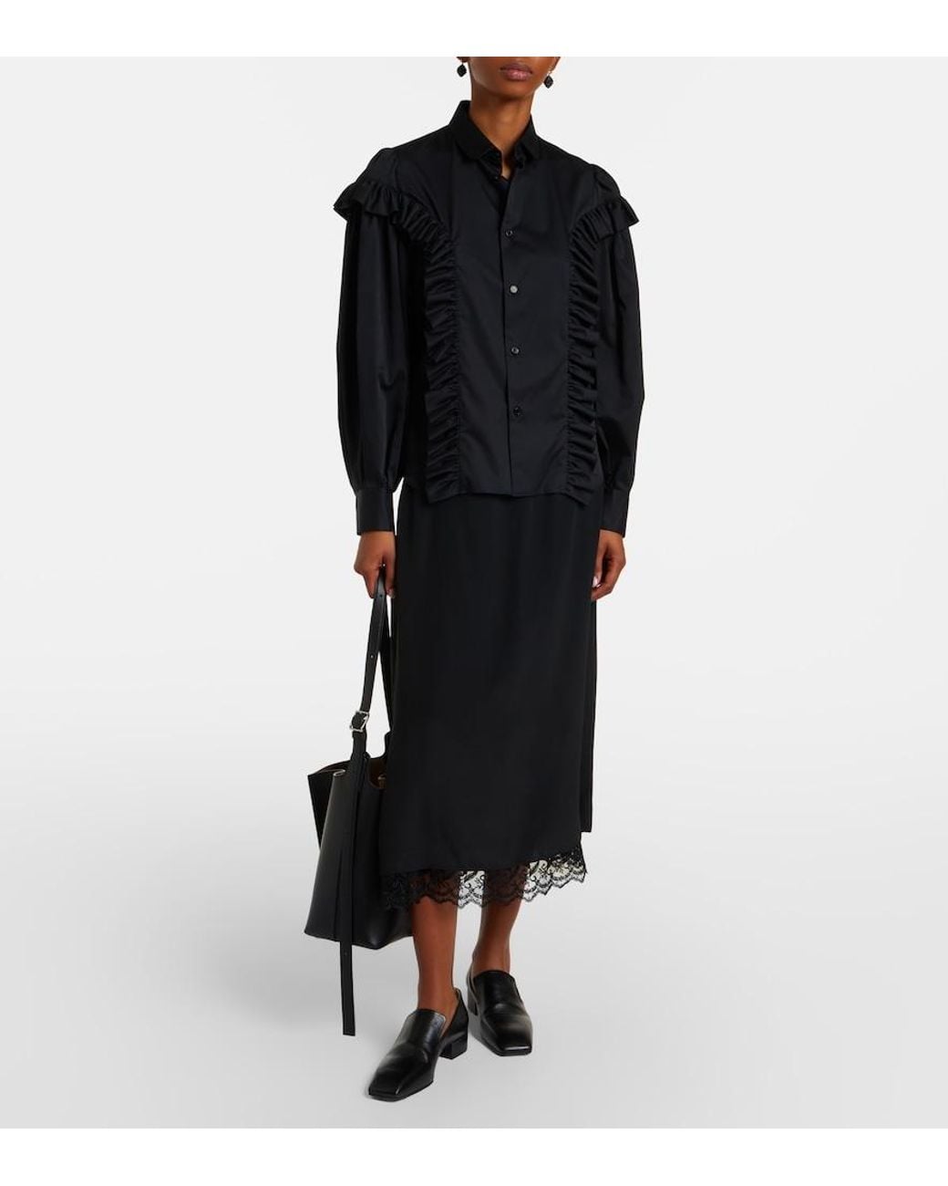 Noir Kei Ninomiya Blue Ruffled Cotton Shirt