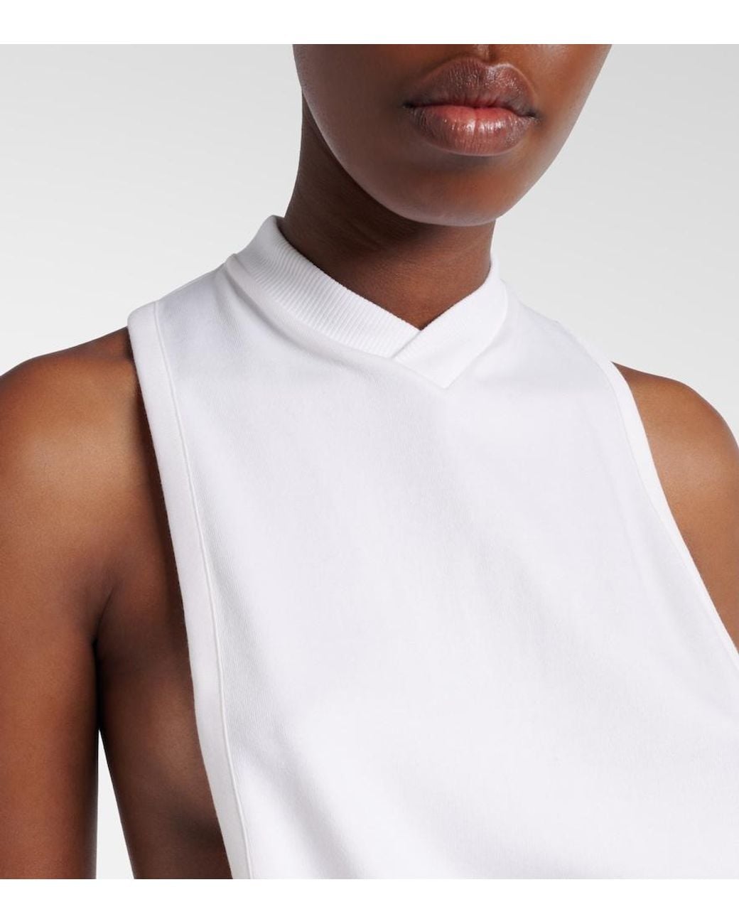 Versace White Cotton-Blend Jersey Tank Top