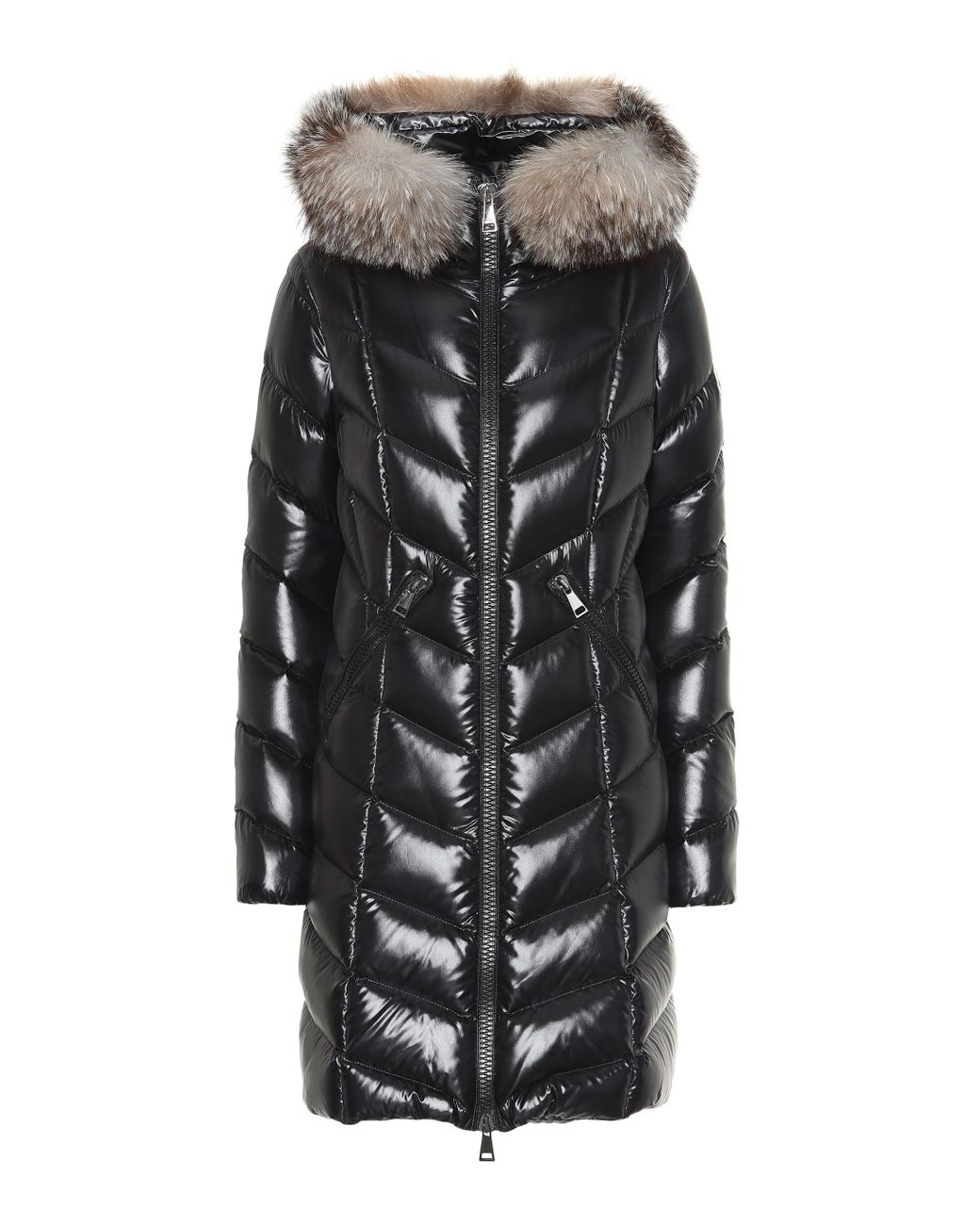 Moncler Fulmarus Fur-trimmed Down Coat in Black | Lyst