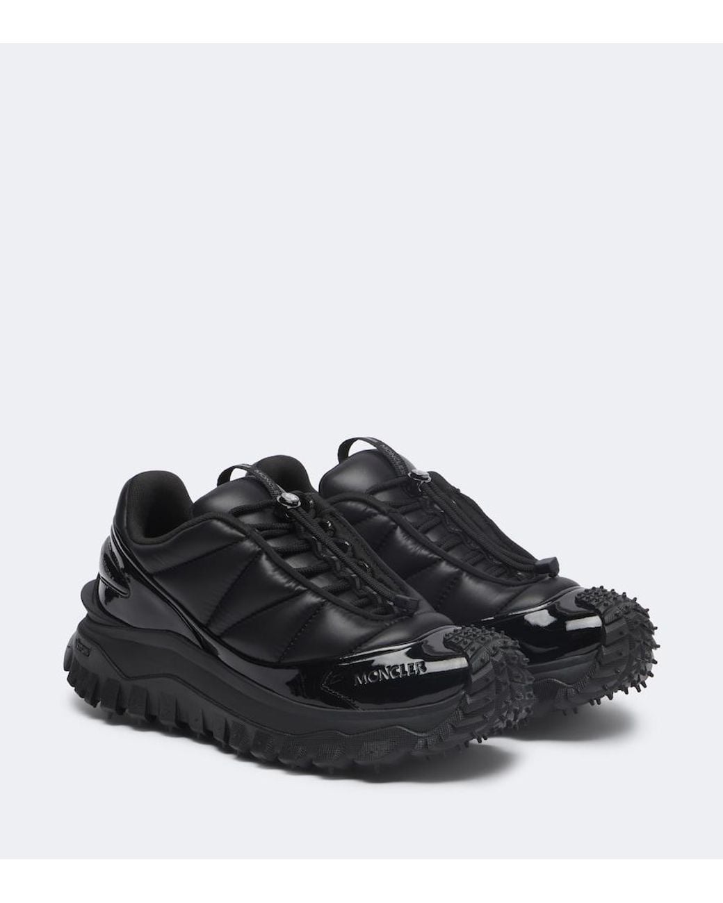 Moncler Black Trailgrip Puffer Leather-Trimmed Sneakers