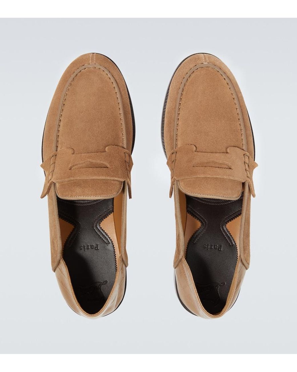 Christian Louboutin Loafers Penny No Back Aus Veloursleder in Brown für Herren