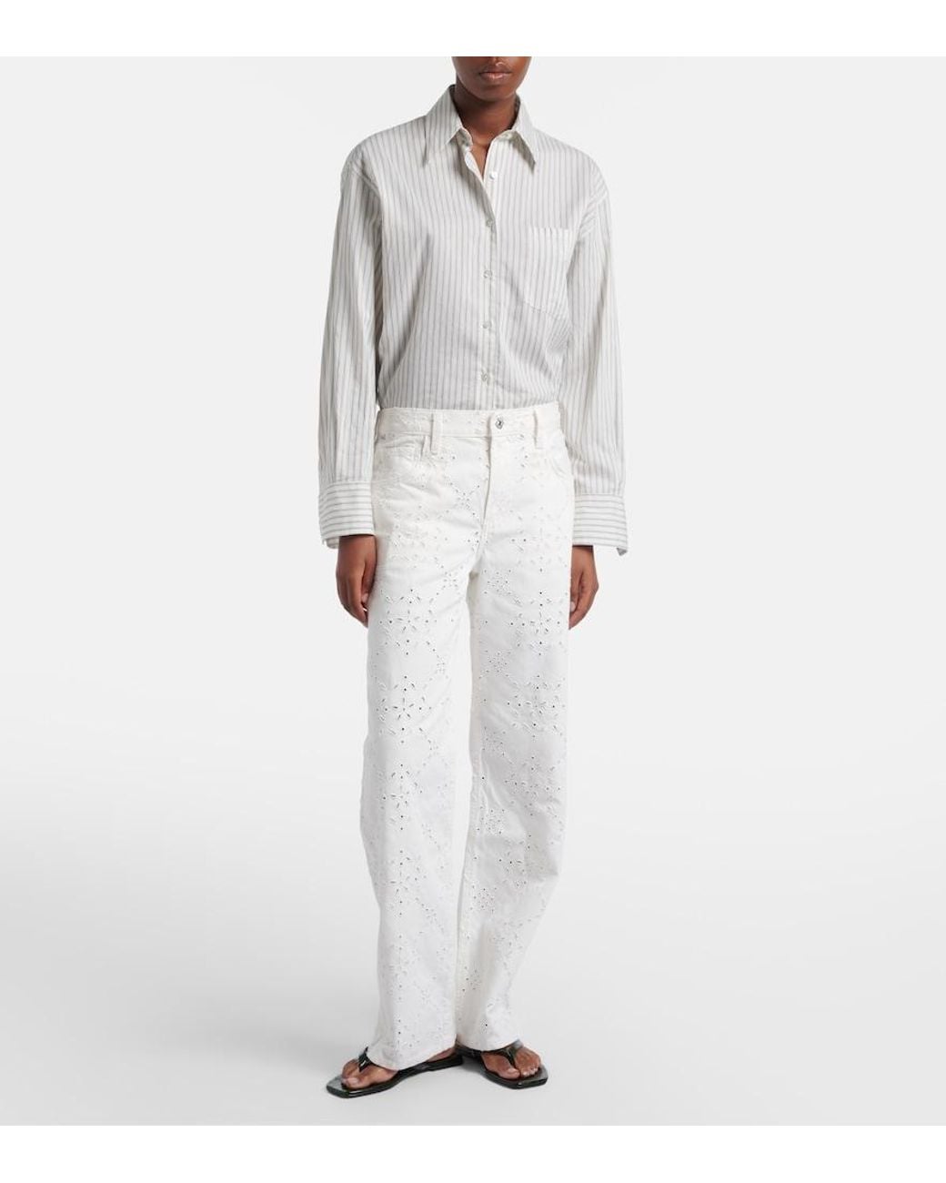 Citizens of Humanity White Lindz Broderie Anglaise Straight Jeans