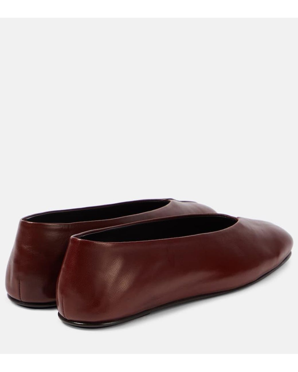 The Row Eva Two Leather Ballet Flats in Red | Lyst