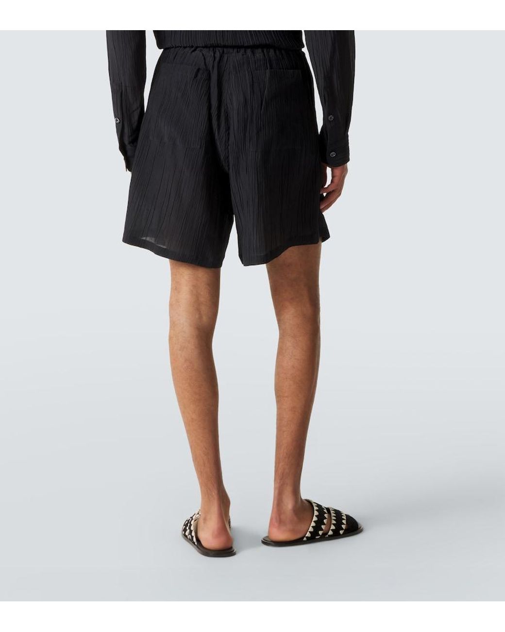 Umit Benan Black Julian Linen And Cotton Shorts for men