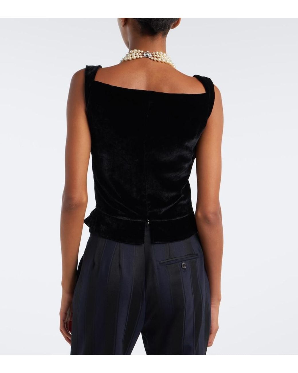 Vivienne Westwood Black Sunday Draped Velvet Bustier Top