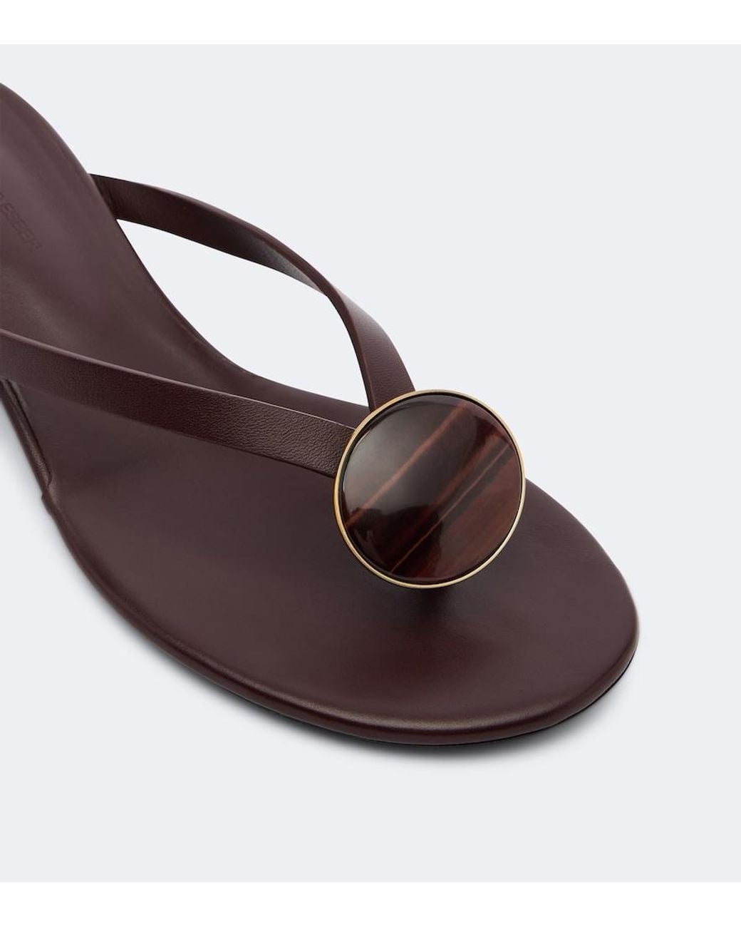 Christopher Esber Brown Aura Quartz Leather Wedge Thong Sandals