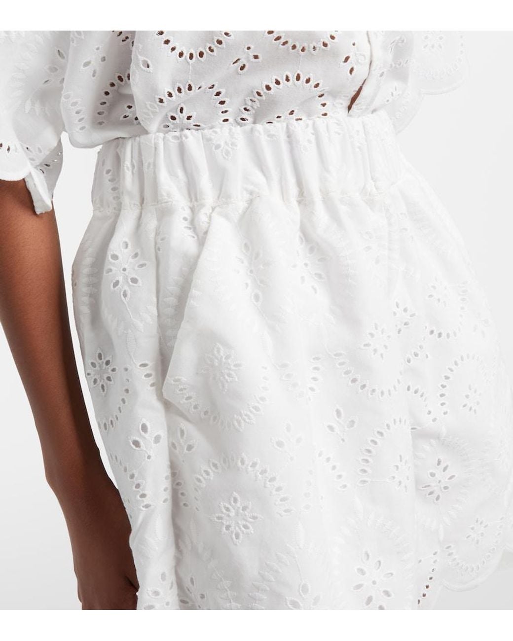Faithfull The Brand White Fondaco Broderie Anglaise Scalloped Shorts