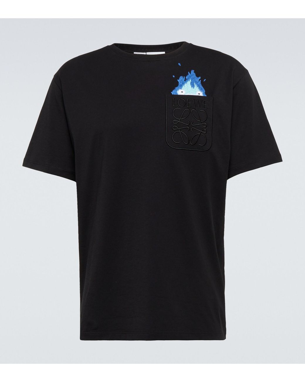 Loewe X Howl's Moving Castle Calcifer Embroidered Cotton T-shirt in