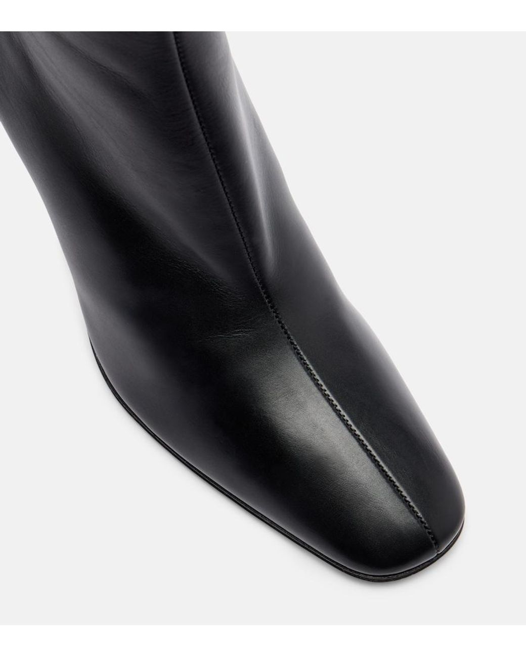 The Row Black Mona Leather Ankle Boots