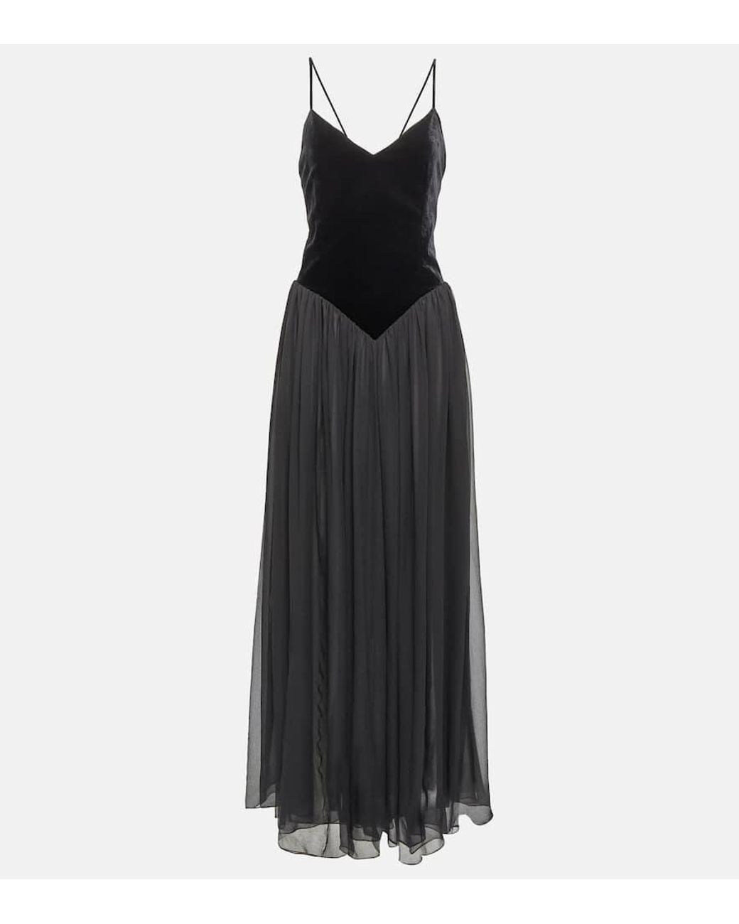 Vestido Gasa Largo Negro - Comprar en CHLOE