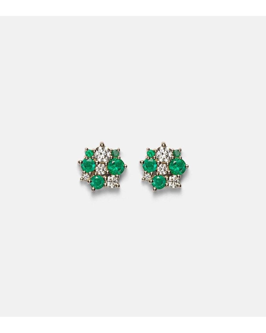 Sydney Evan Green Cocktail 14Kt Earrings With Emeralds And Diamonds