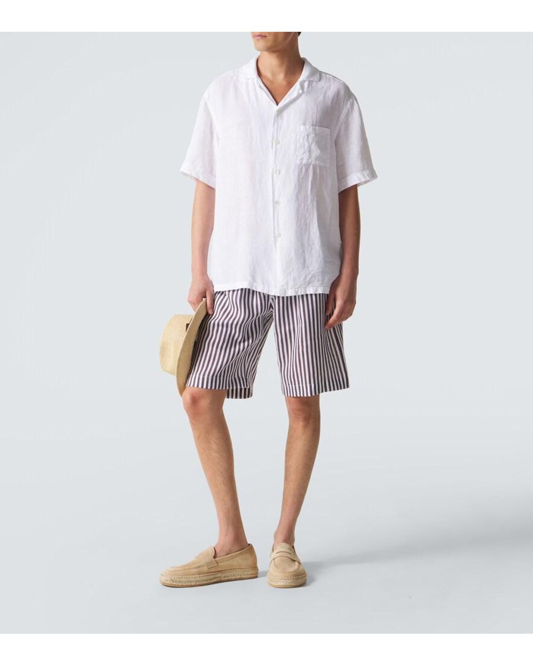 Short Raye En Lin Fedeli pour homme en coloris Brown