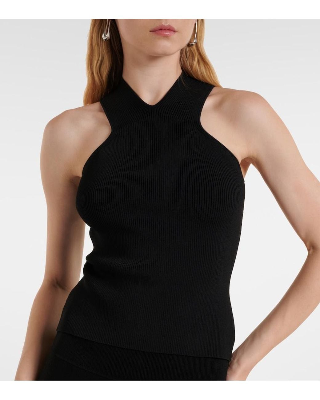 Altuzarra Black Trina Ribbed-Knit Top