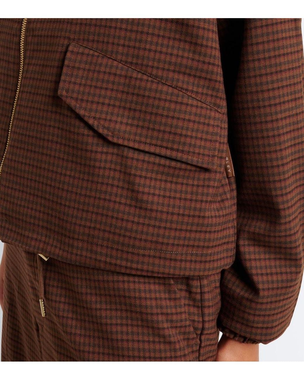 Varley Brown Keagan Checked Twill Bomber Jacket