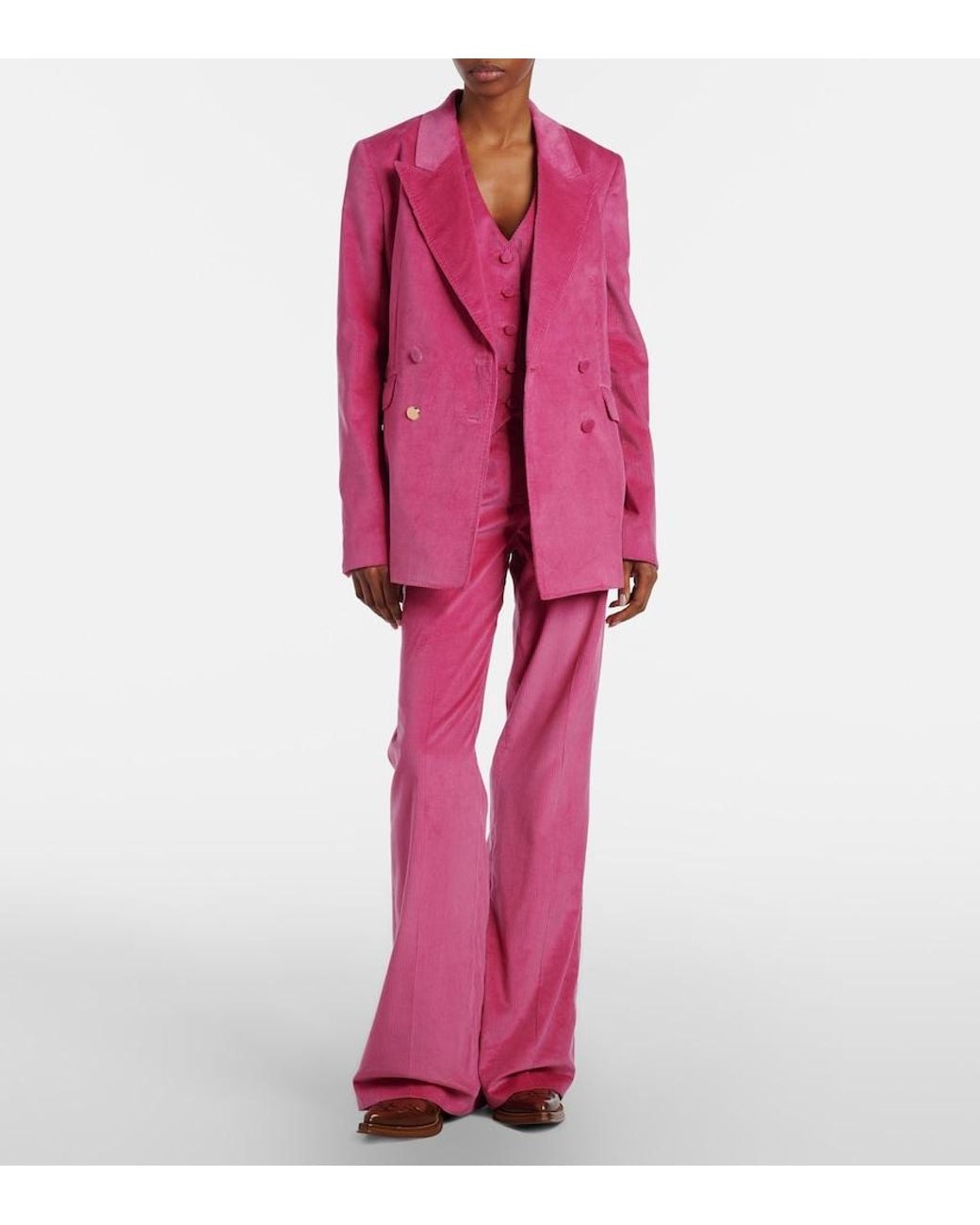 Gabriela Hearst Pink Vesta Cotton Corduroy Flared Pants