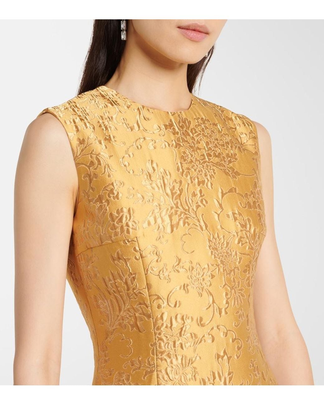 Emilia Wickstead Yellow Mara Floral Embossed Jacquard Midi Dress