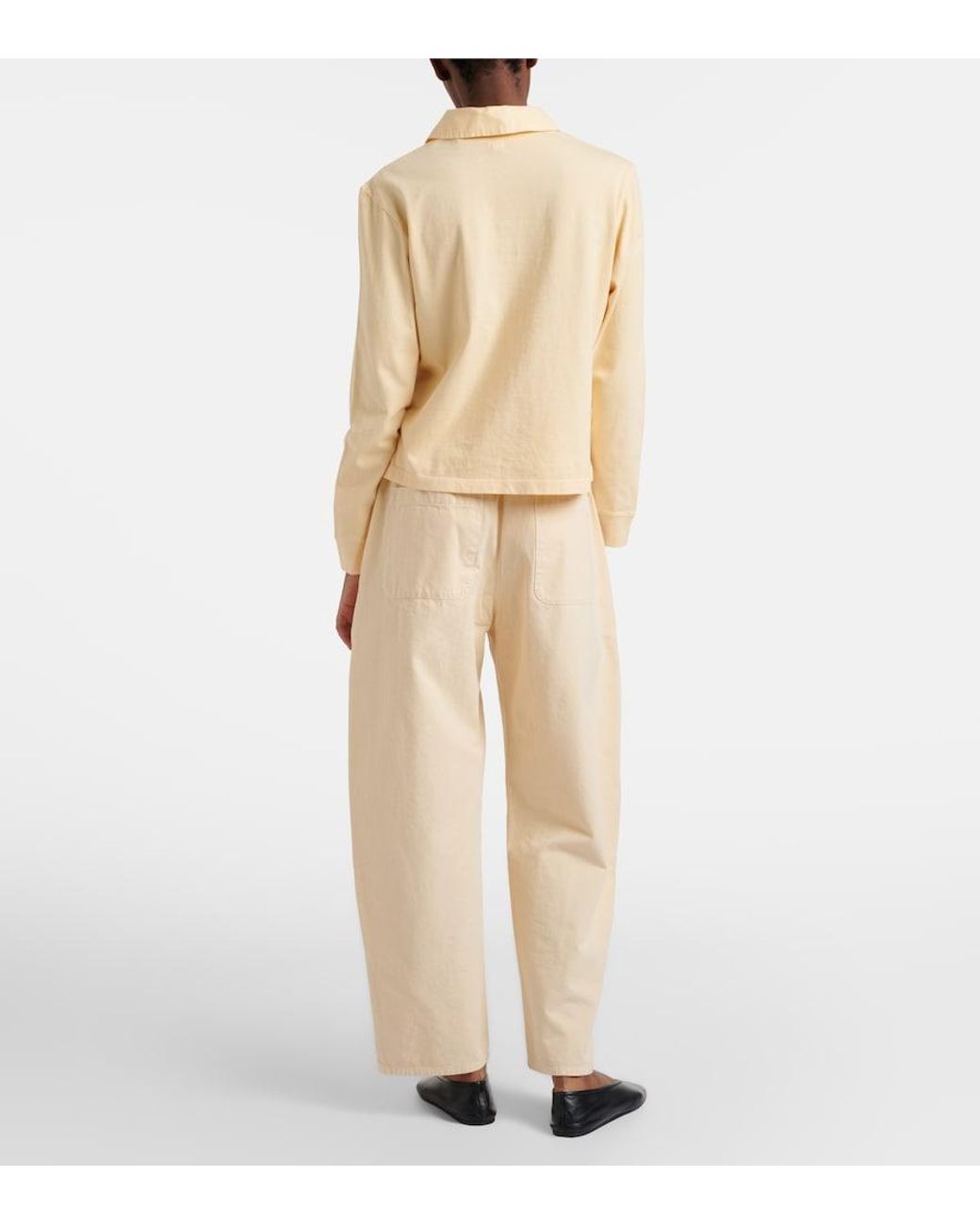 Leset Natural Chloe Cotton Barrel-Leg Pants
