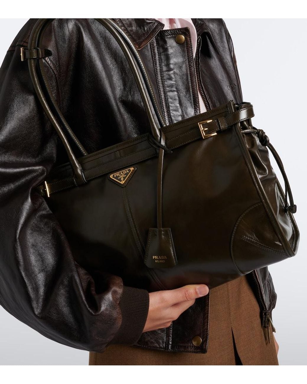 Prada Black Bonnie Large Leather Shoulder Bag