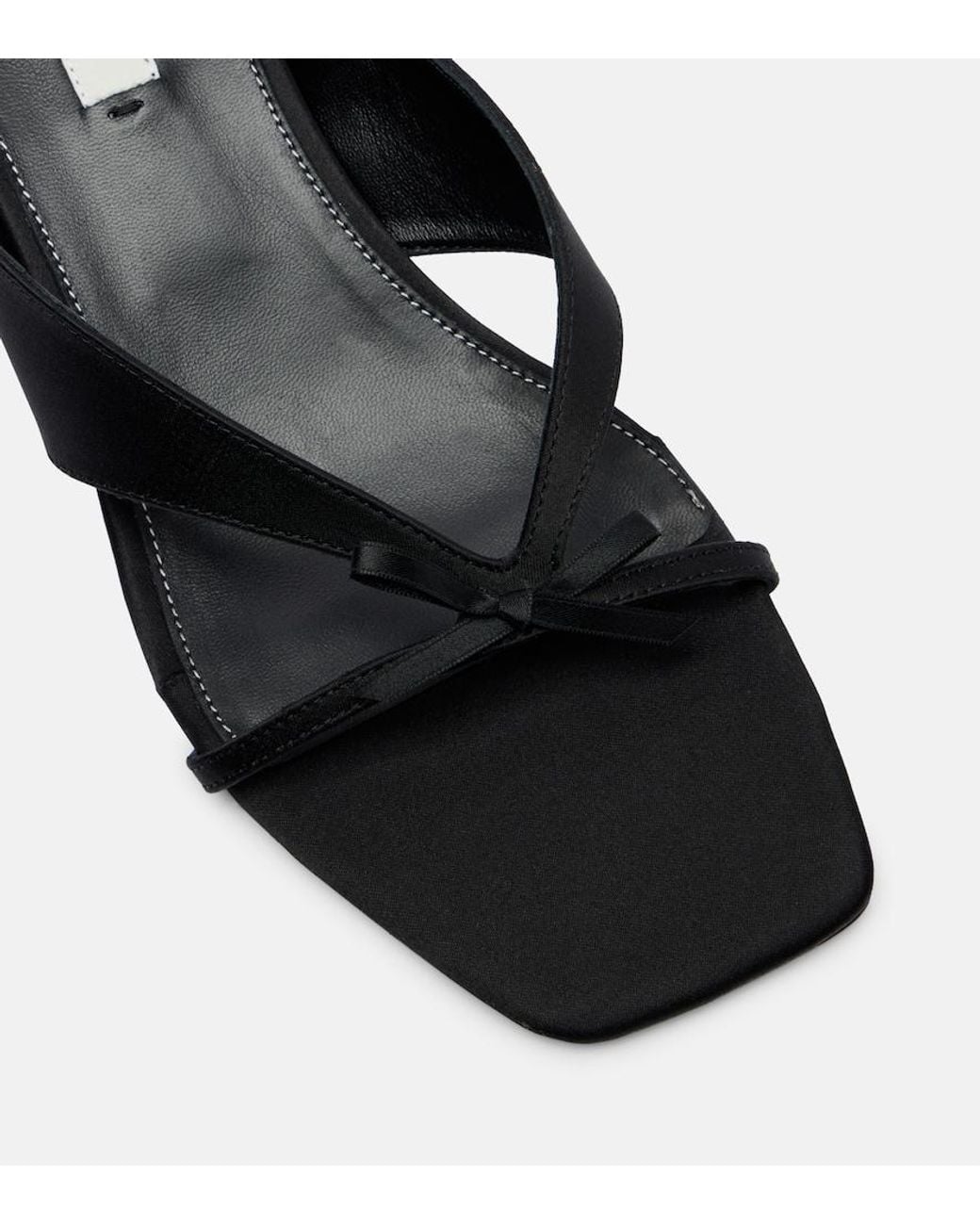 Totême Black Bow-Detail Satin Mules