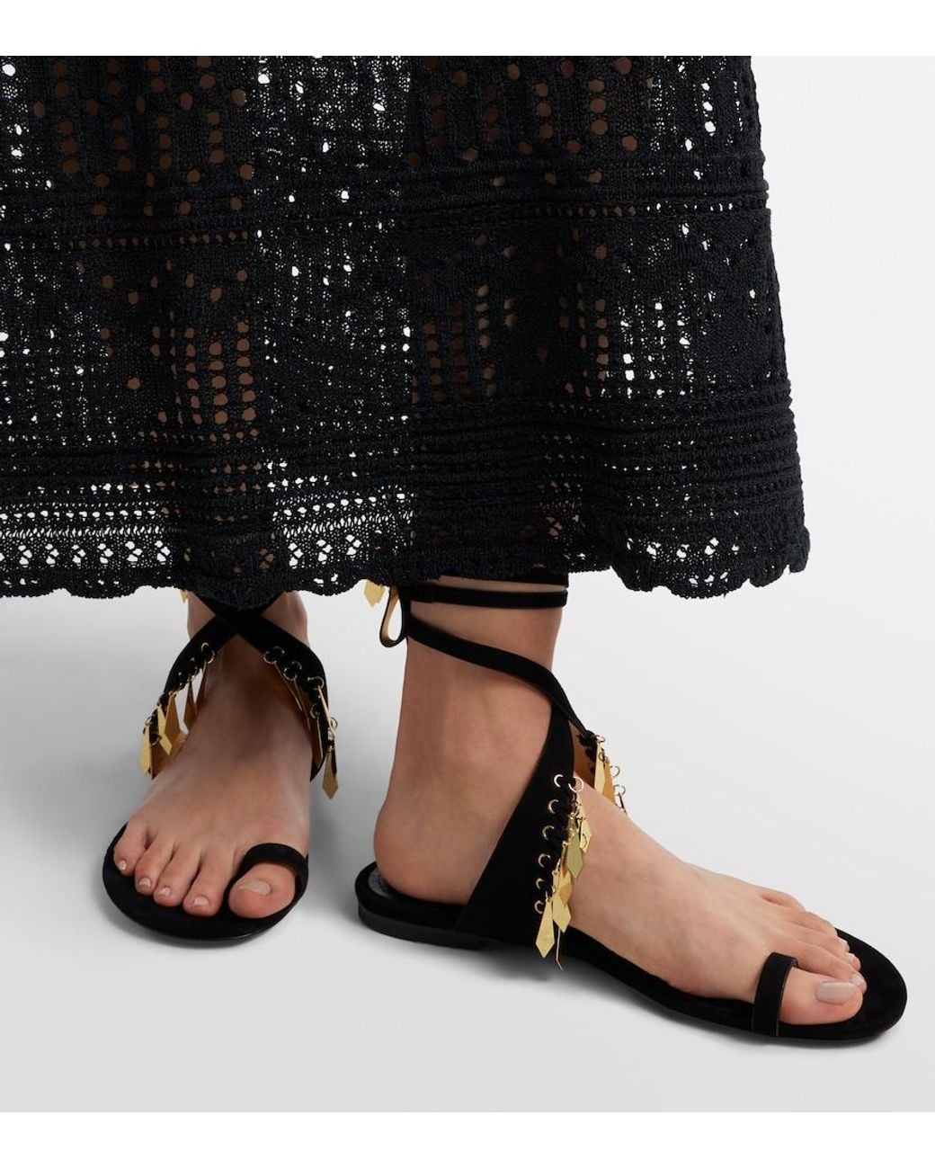 Isabel Marant Black Dreena Embellished Suede Sandals