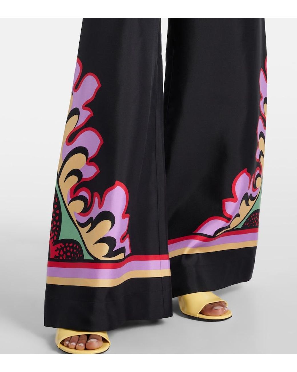 LaDoubleJ Black Printed Silk Palazzo Pants