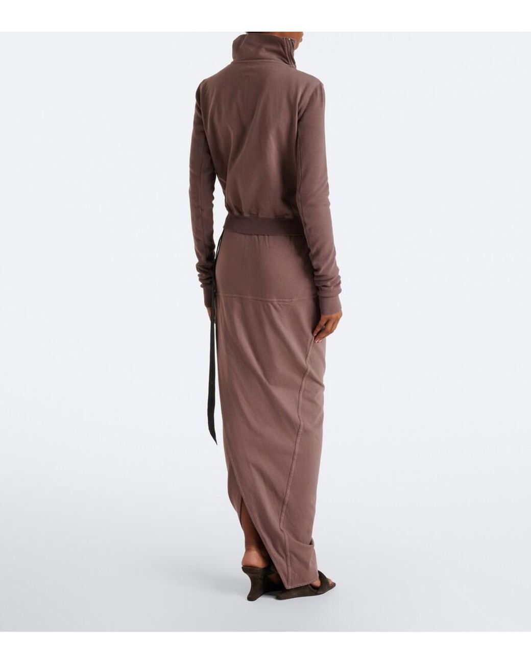Rick Owens Brown Drkshdw Pull On Pillar Cotton Maxi Skirt