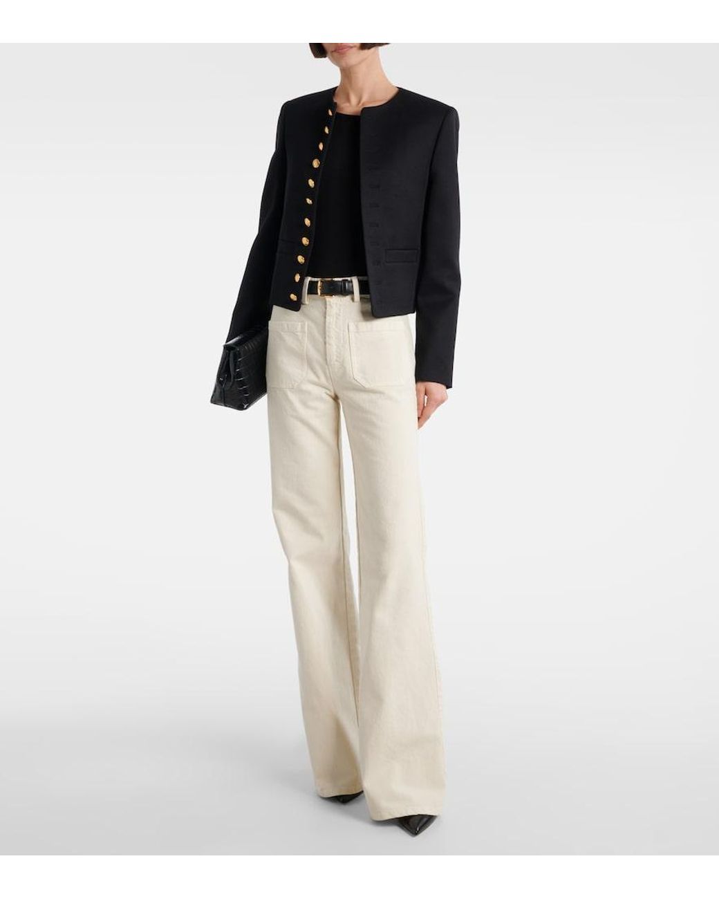 Nili Lotan Natural Florence Cotton Wide-Leg Pants
