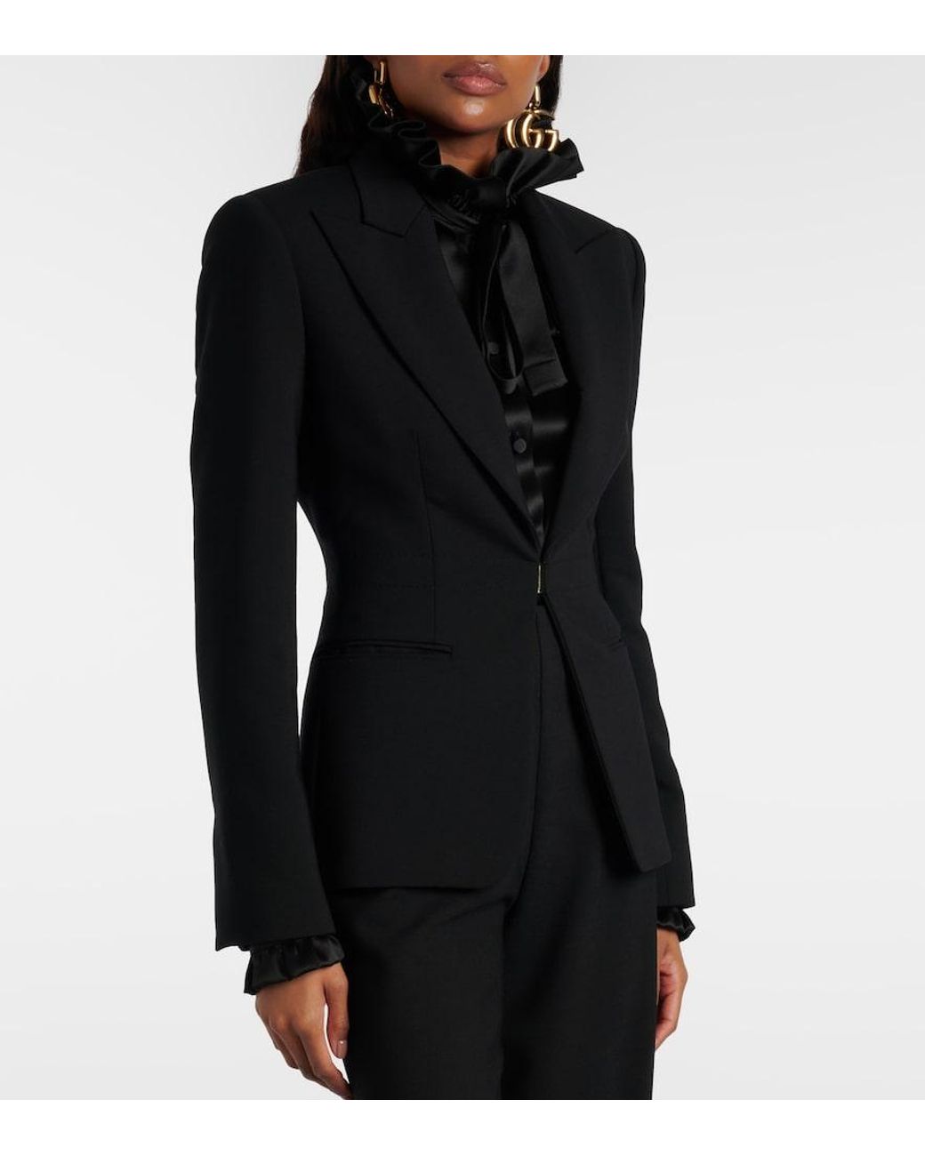 Gucci Black Wool-Blend Blazer