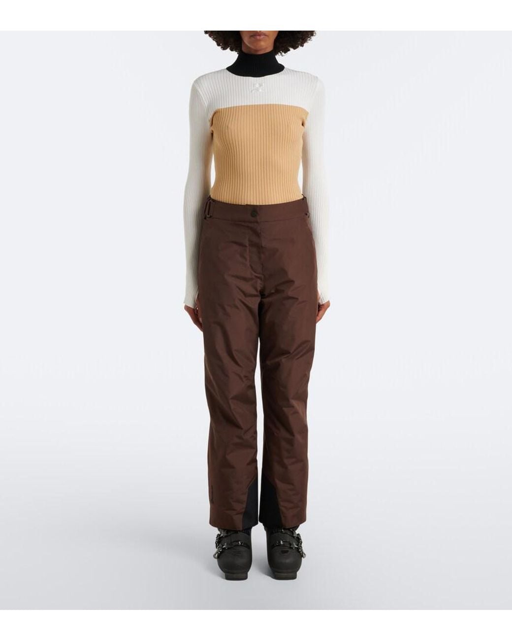 Courreges White Colorblocked Ribbed-Knit Ski Top