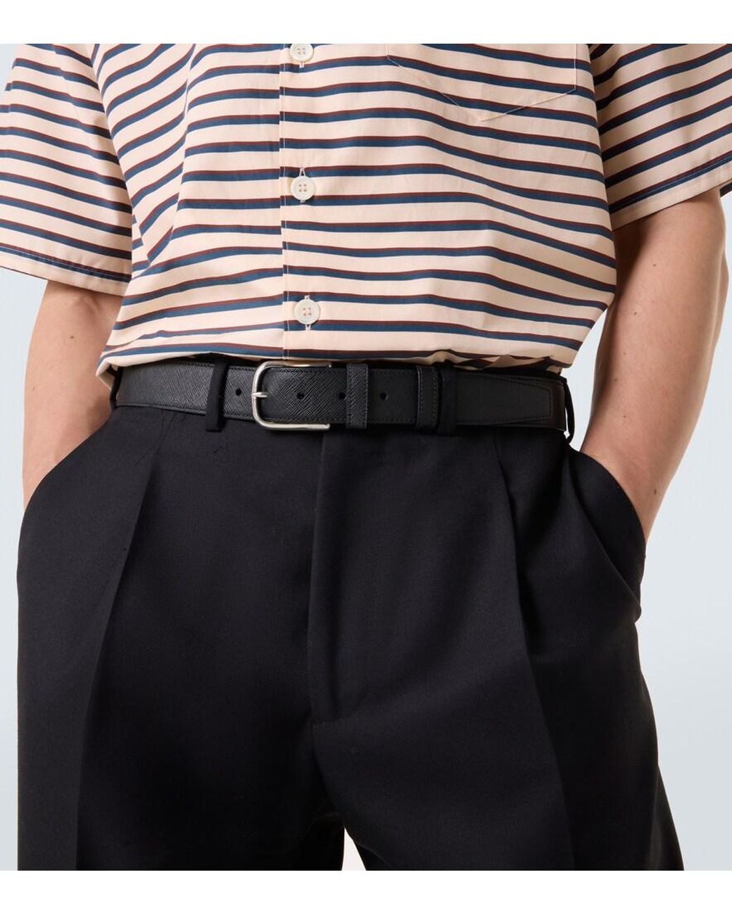 Prada Black Saffiano Leather Belt for men