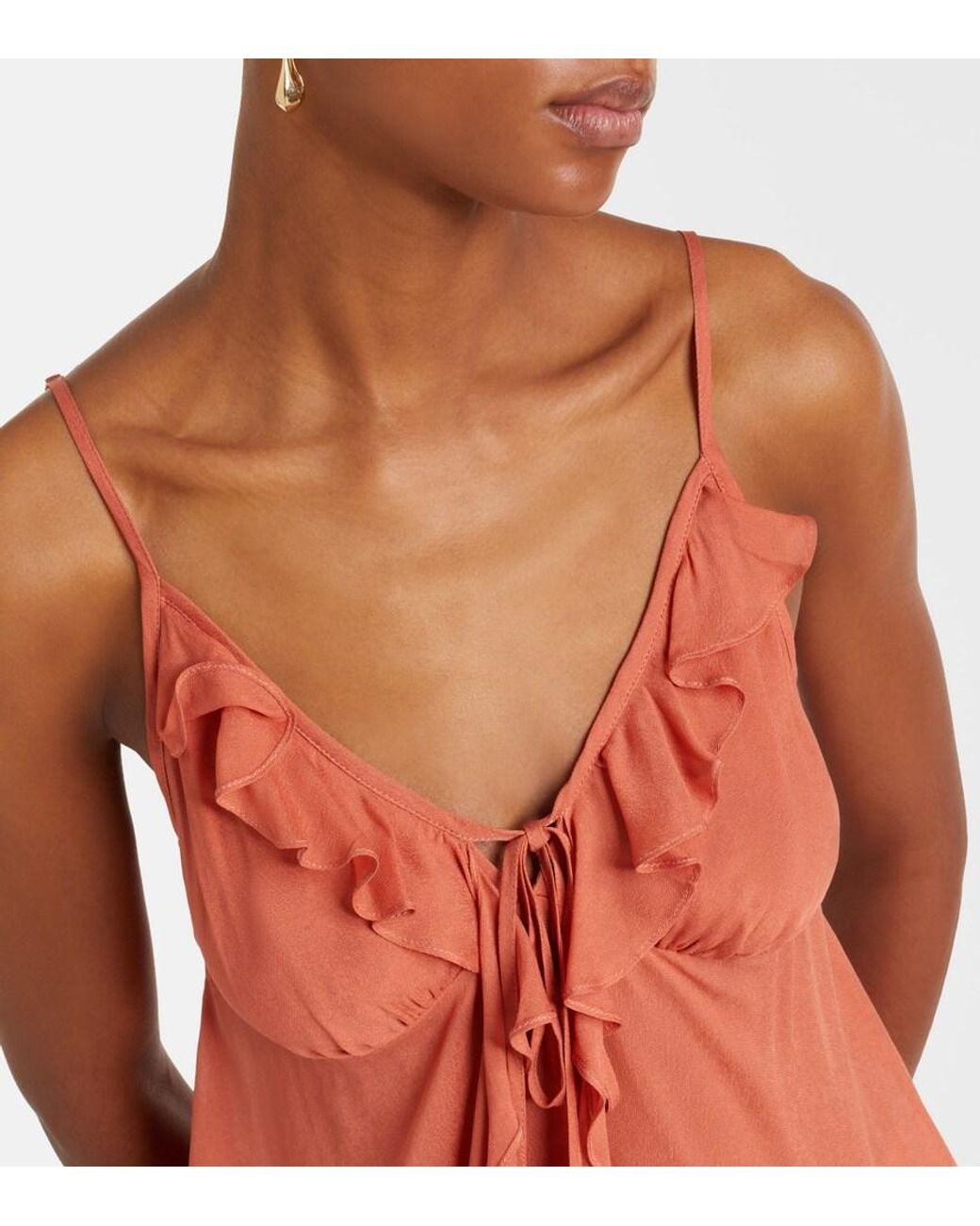 Poupette Red Maja Ruffled Chiffon Top