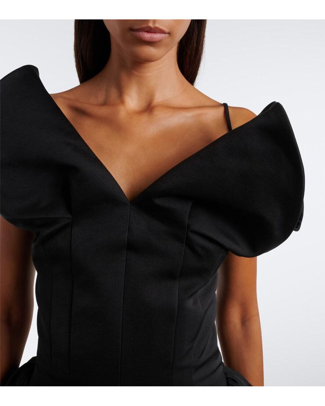 Magda Butrym Black Draped Cotton And Silk Corset Dress