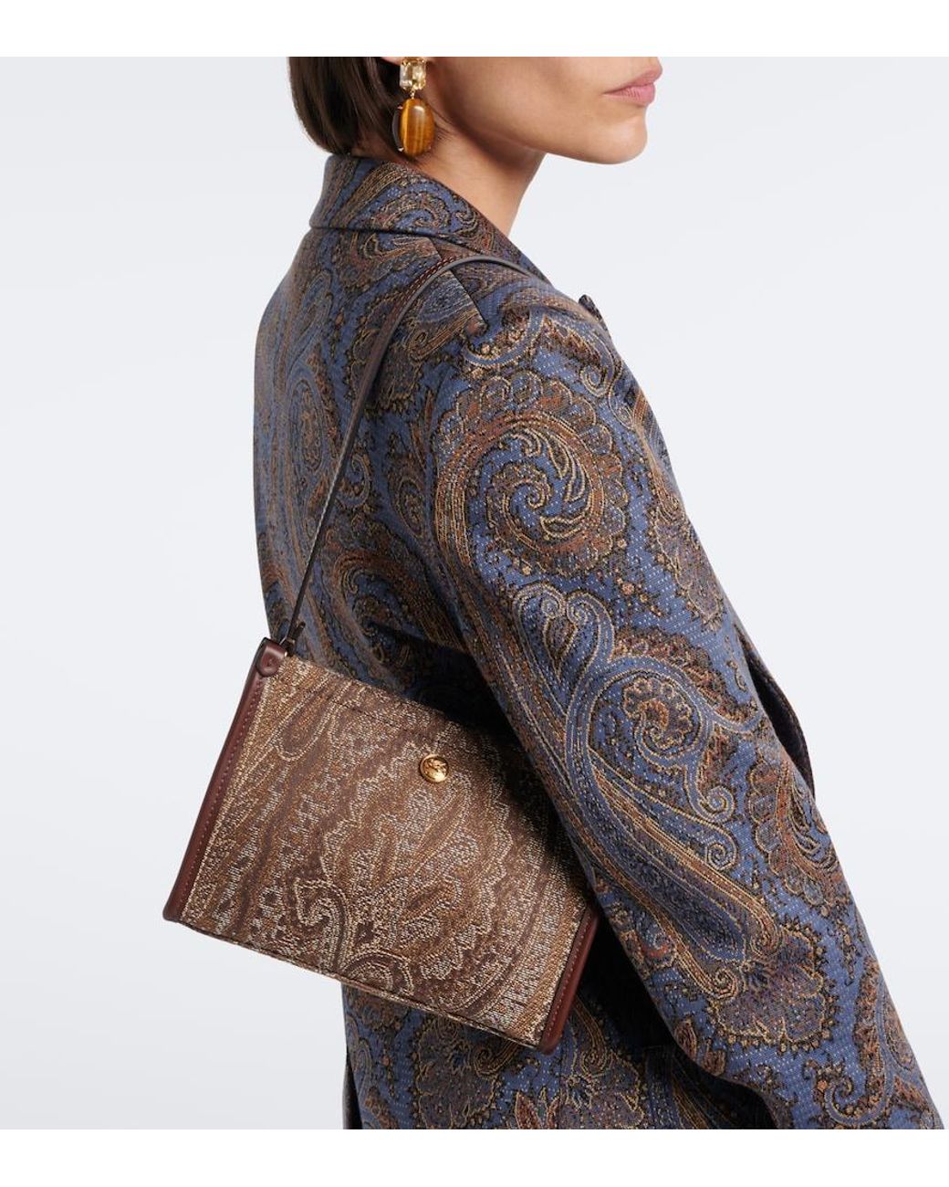 Etro Brown Arnica Small Coated Canvas Top Handle Bag