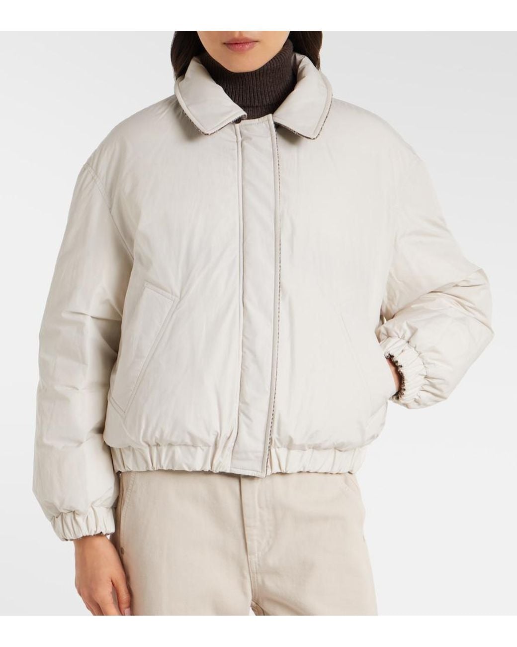 Brunello Cucinelli Brown Wool-Blend Down Jacket