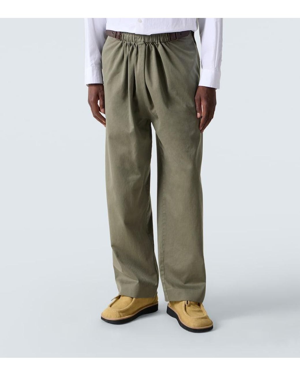 Loewe Green Cotton Belted Trousers for men